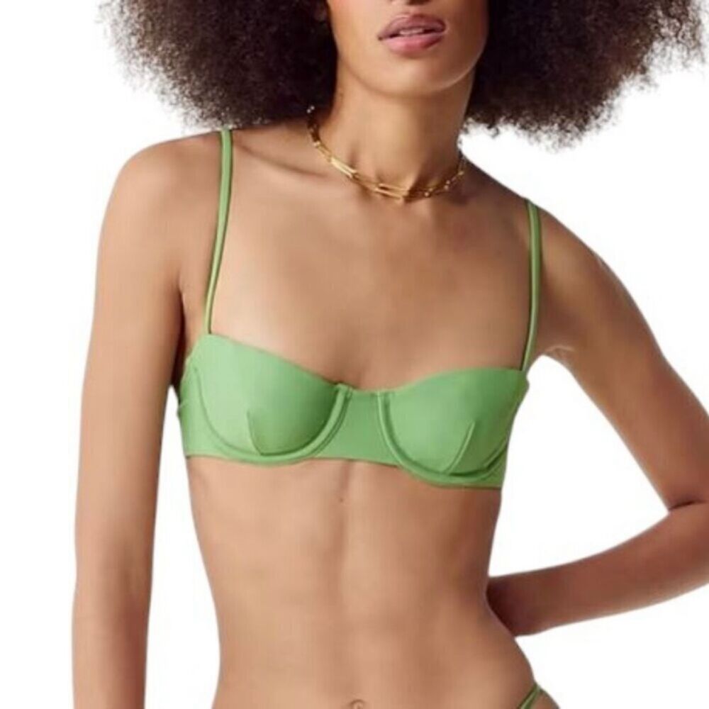 NEW J. Crew Balconette Underwire Bikini Top Size 34A Green